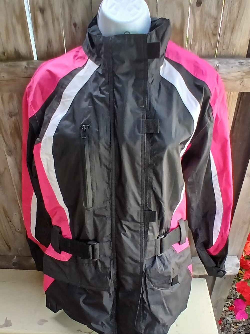 Women’s Black & Pink Fulmer Motorcycle Waterproof  Jacket Sz S